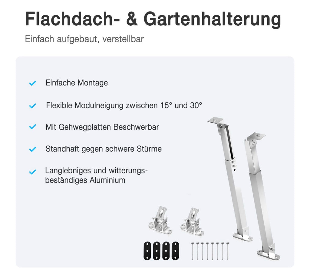 BHPW Halterung für Solarpanele Flachdach / Balkon / Ziegeldach
