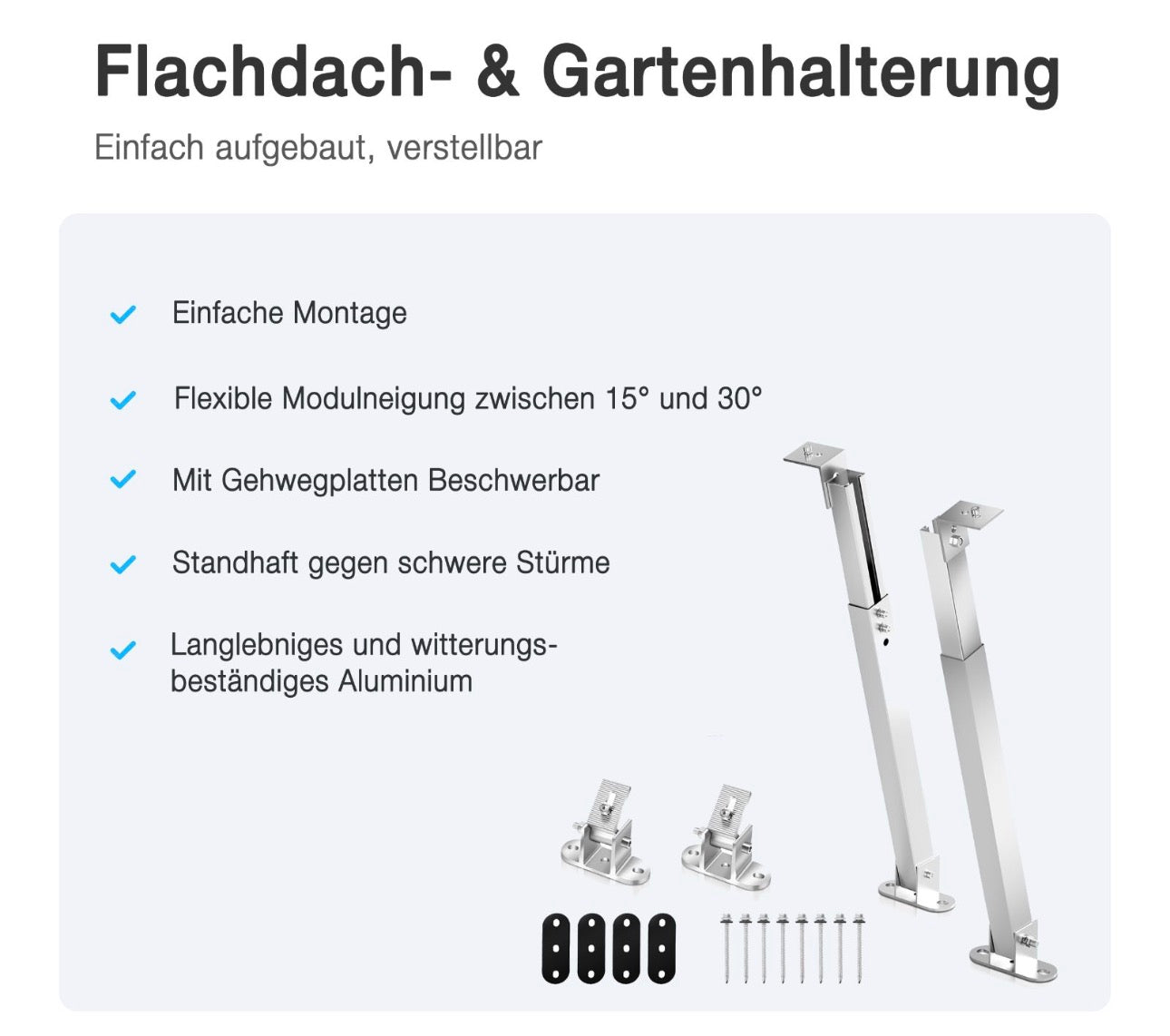 BHPW Halterung für Solarpanele Flachdach / Balkon / Ziegeldach